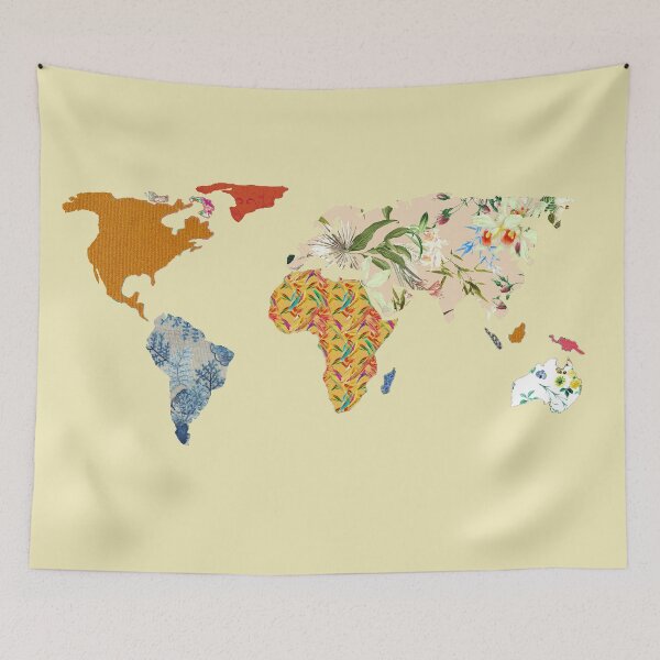 Item preview, Floral Patchwork World Map designed and sold by luckylucy.