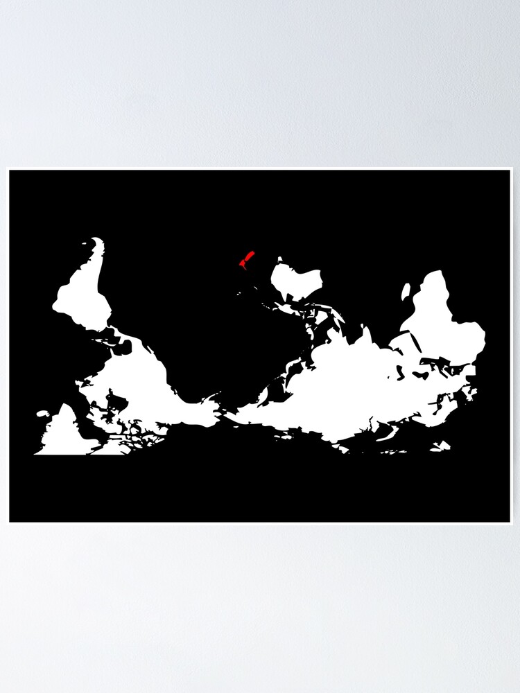 Upside Down World Map New Zealand Poster For Sale By Jezkemp Redbubble   Fposter,small,wall Texture,product,750x1000 