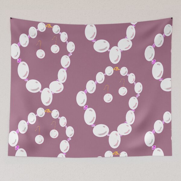 Item preview, Pearl necklace and earrings, a classic, on mauve. designed and sold by judy snyder.