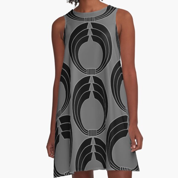 Black Wreath A-Line Dress