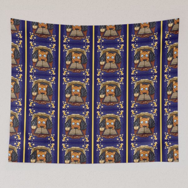 Item preview, Cozy Cat in A Blanket with Book Line Art Pattern designed and sold by ZaryaKiqo.