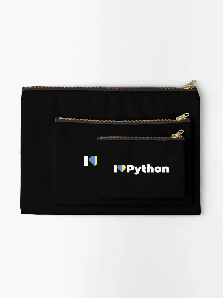 Thumbnail 2 of 4, Zipper Pouch, I Love / Heart Python - For Python Programmers / Coders / Developers designed and sold by ItsRainingPxls.