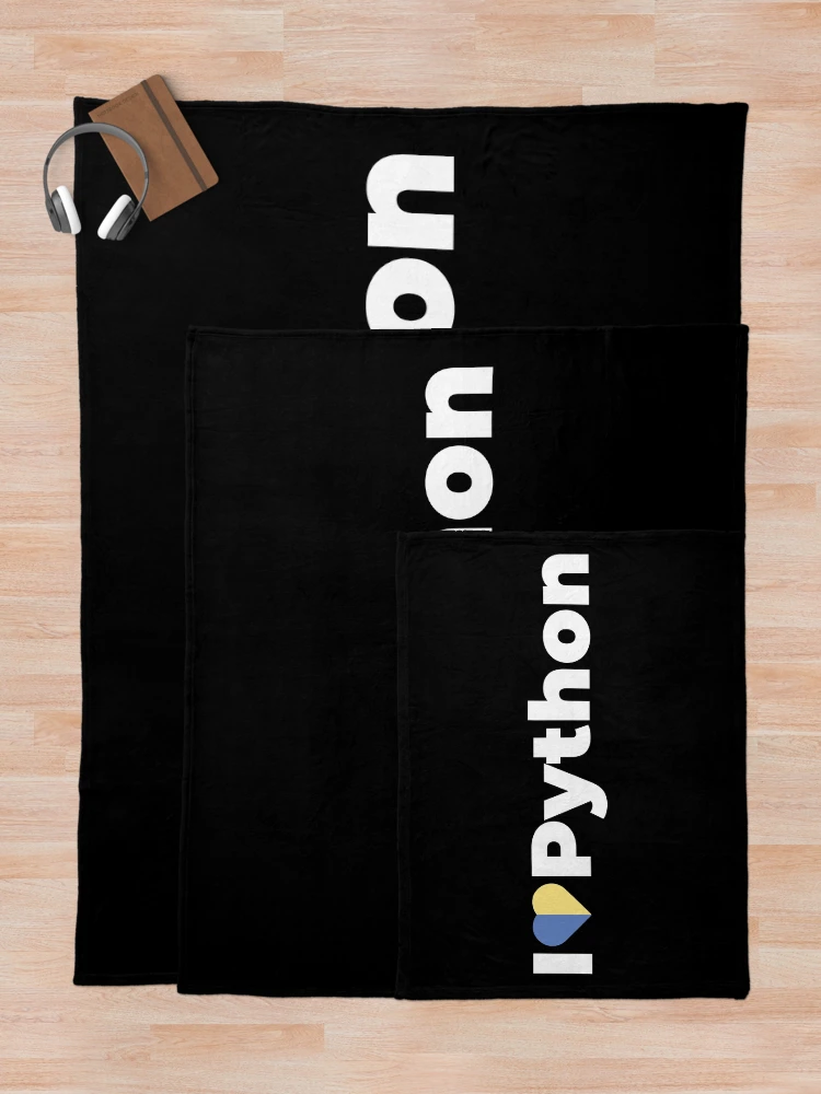 Thumbnail 5 of 6, Throw Blanket, I Love / Heart Python - For Python Programmers / Coders / Developers designed and sold by ItsRainingPxls.