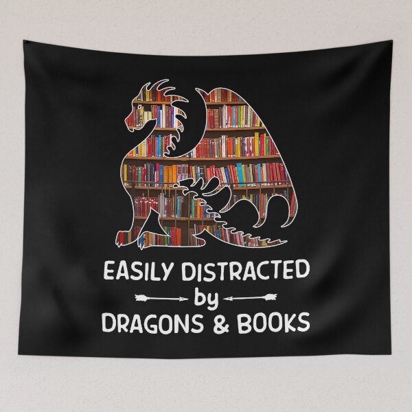Item preview, Easily Distracted by Dragon and Books Nerds designed and sold by AlbredaAE.