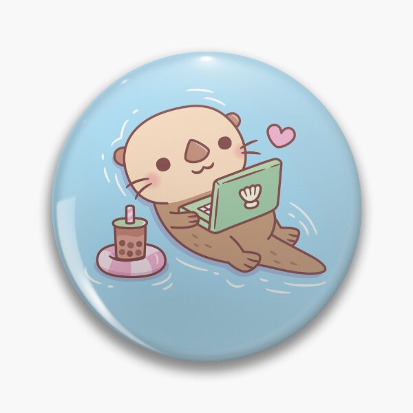 Item preview, Cute Otter Chilling With Bubble Tea and Laptop Videos designed and sold by rustydoodle.