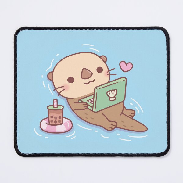 Item preview, Cute Otter Chilling With Bubble Tea and Laptop Videos designed and sold by rustydoodle.