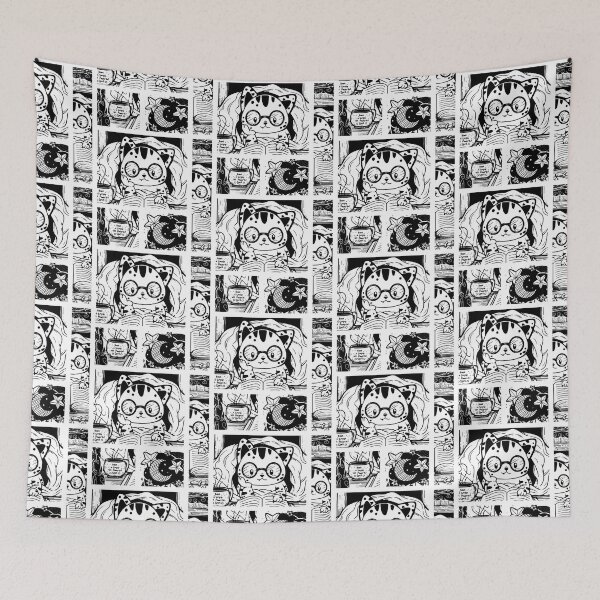 Item preview, Cozy Cat in A Blanket with Book Pattern designed and sold by ZaryaKiqo.