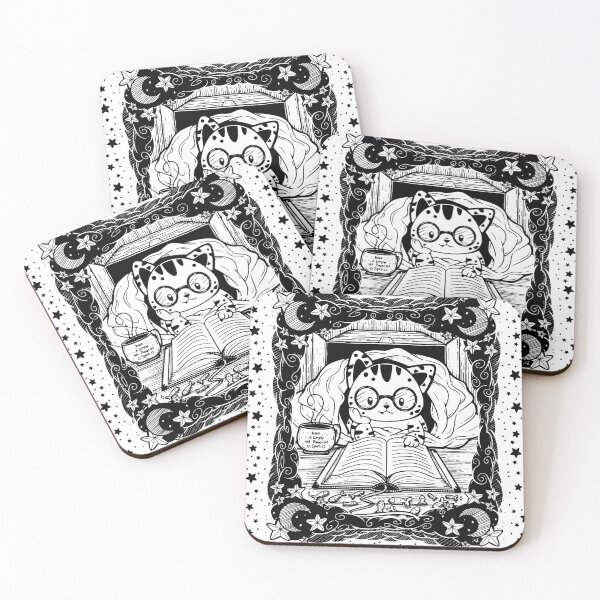 Item preview, Cozy Cat in A Blanket with Book Line Art Pattern designed and sold by ZaryaKiqo.