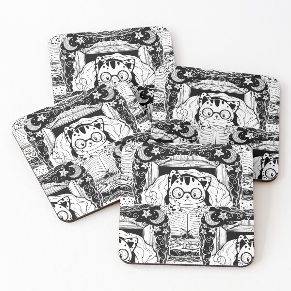 Item preview, Cozy Cat in A Blanket with Book Line Art Pattern designed and sold by ZaryaKiqo.