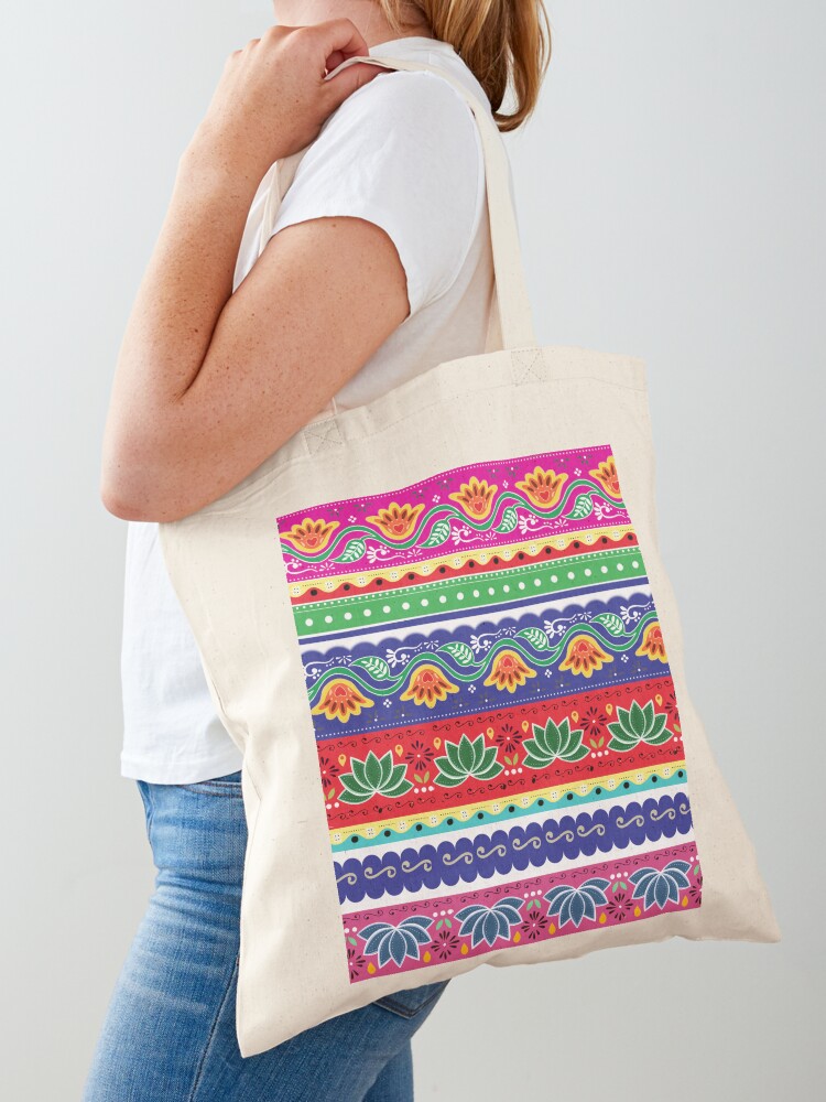 Hand Painted Pakistani Truck Art Canvas Grocery Tote Bag Colorful Tote  Large Canvas Tote Bag Aesthetic Tote Bag 