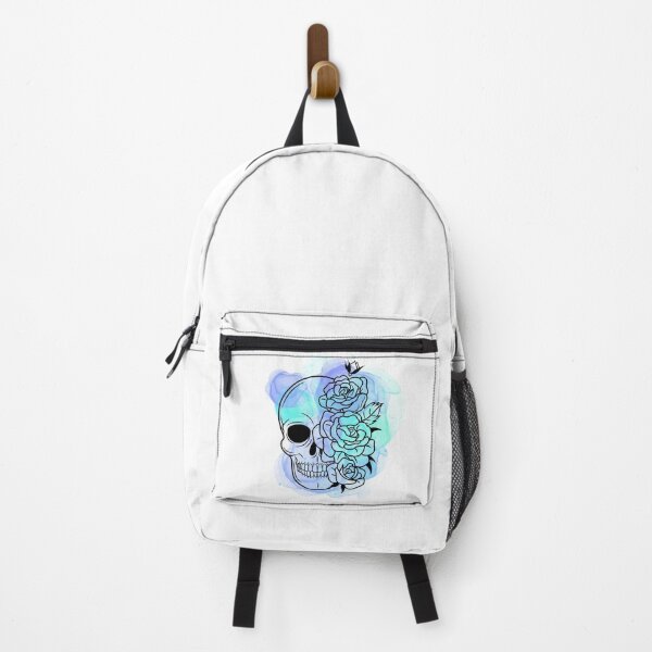 Artikelvorschau, Blauer Aqua-Grün-Tinten-Wolken-Blumen-Schädel-Entwurf entworfen und verkauft von CreativNode.