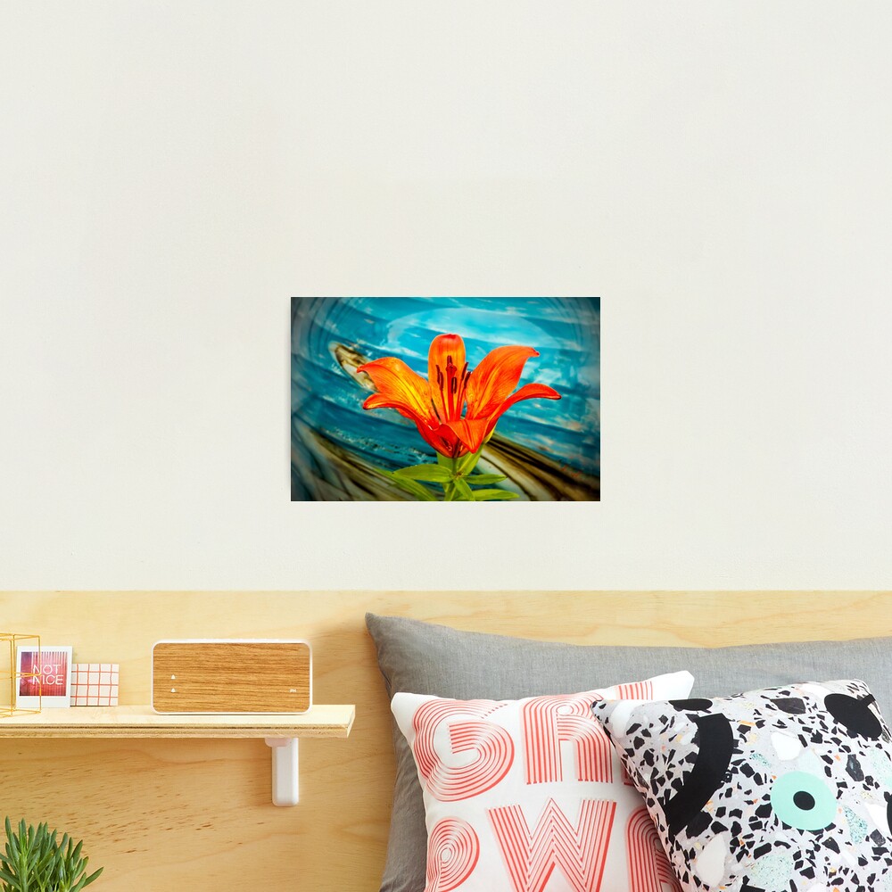 Tiger Lily and Blue Globe Photographic Print