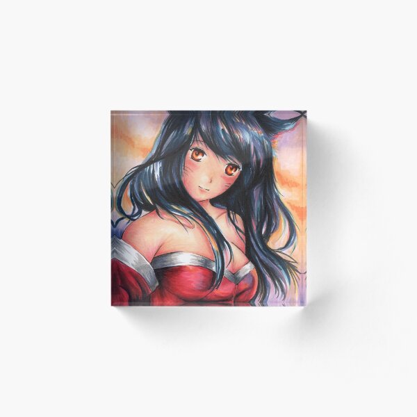 League of Legends Ahri Drawing Art Acrylic Block