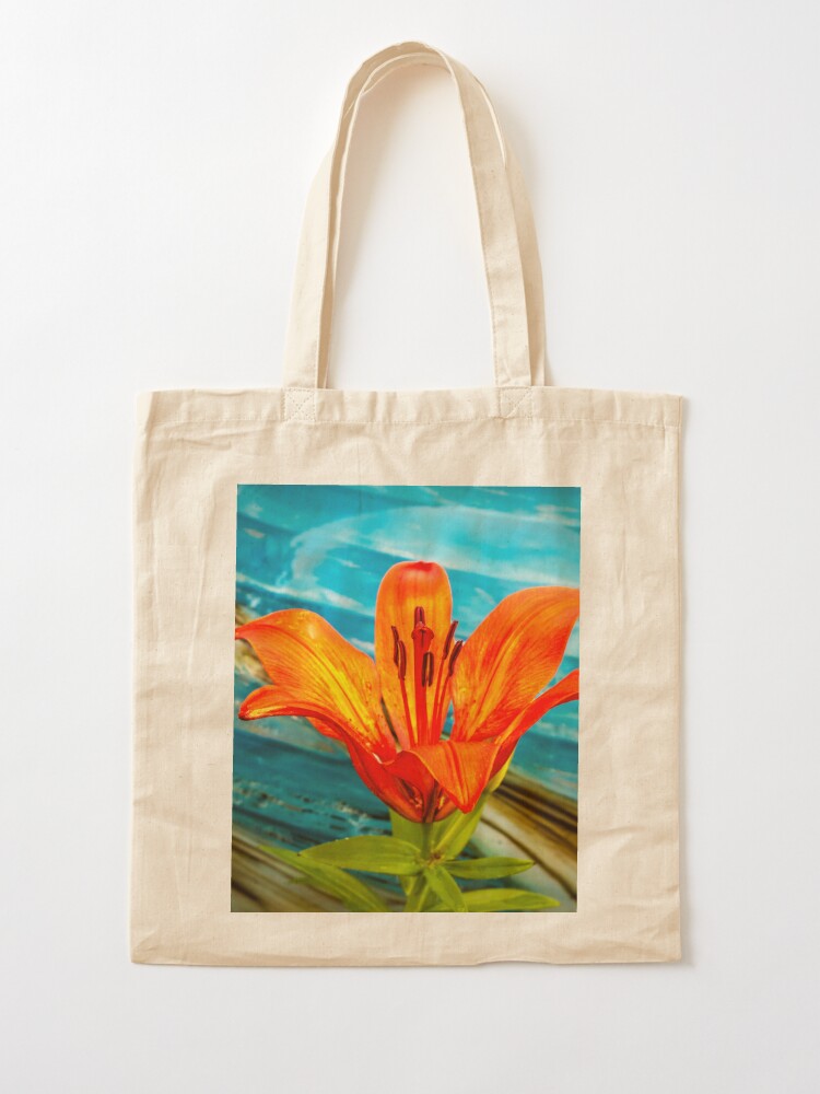 Thumbnail 2 of 5, Tote Bag, Tiger Lily and Blue Globe designed and sold by Jerry Walter.