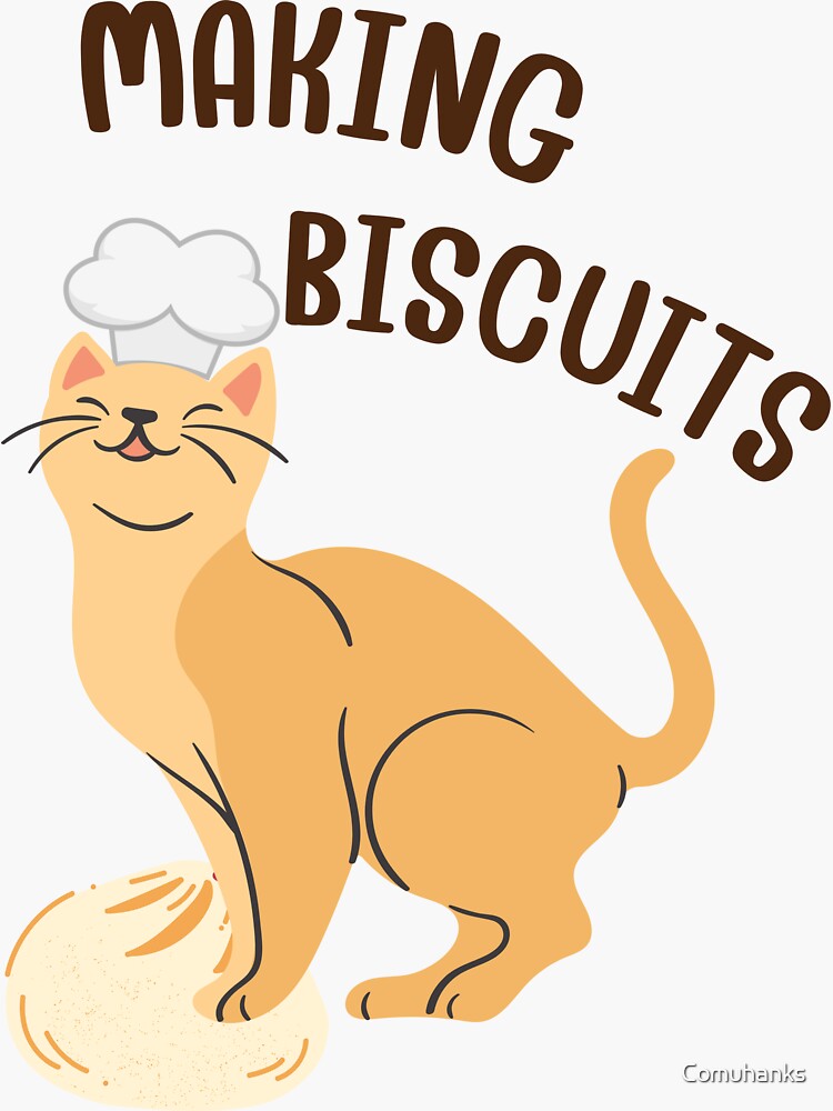 "Cat making biscuits, Biscuits machine." Sticker for Sale by Comuhanks Redbubble
