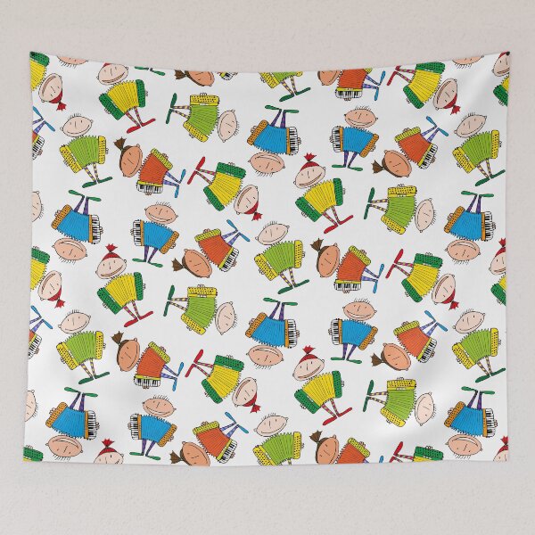 Item preview, little accordionists - repeating pattern on white designed and sold by kobyakov.