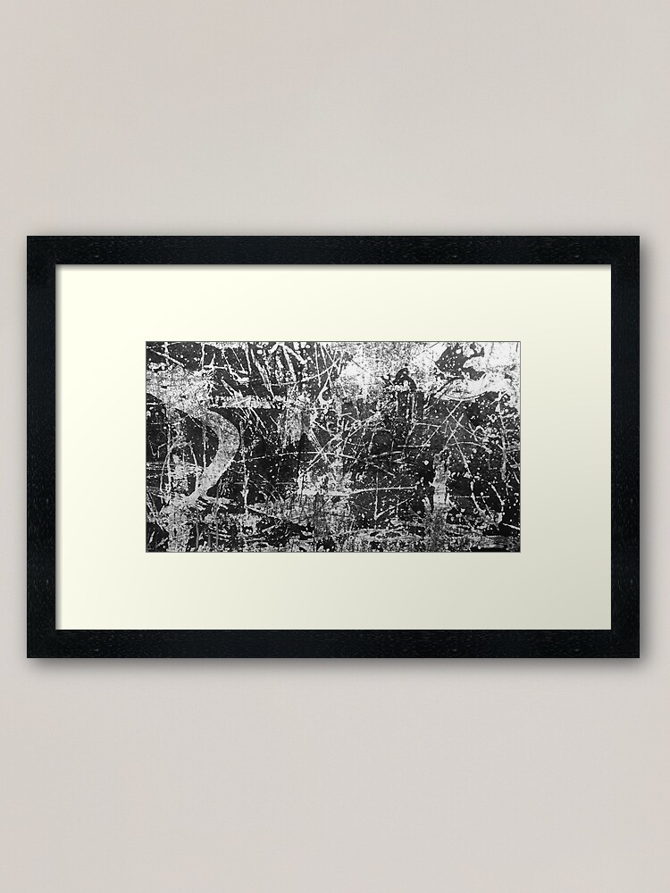 black abstract paint scratch pattern" Framed Art Print by | Redbubble