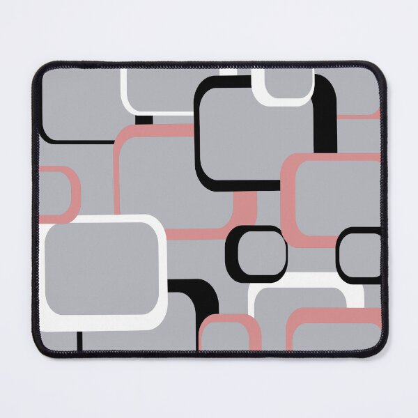 Item preview, Pink White Black Retro Squares Gray Background designed and sold by ValeriesGallery.