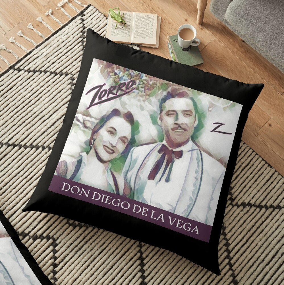 Zorro Don Diego de la Vega and his lover Anna Maria Floor Pillow