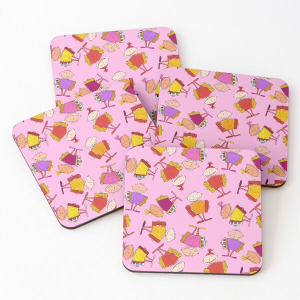 Item preview, little accordionists - repeating pattern on pink designed and sold by kobyakov.