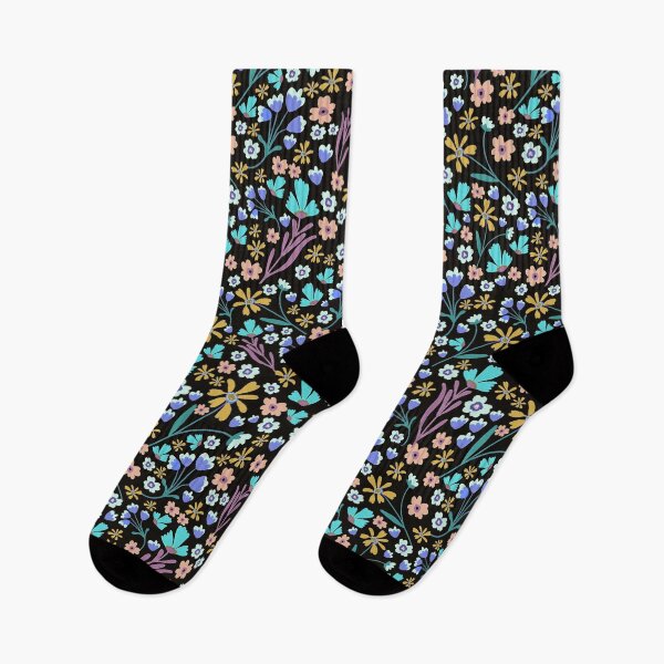 Item preview, Folk Floral - 70s Multi Black designed and sold by KBurnsArt.