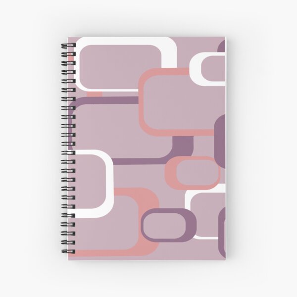 Purple Pink White Geometric Retro Squares Spiral Notebook