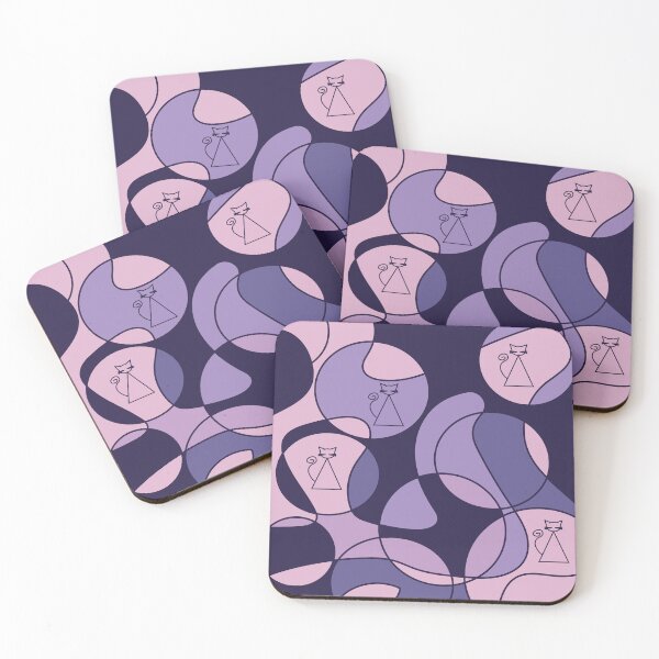 Item preview, Purple and pink abstract pattern with cats designed and sold by moxdesign.