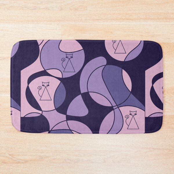 Item preview, Purple and pink abstract pattern with cats designed and sold by moxdesign.