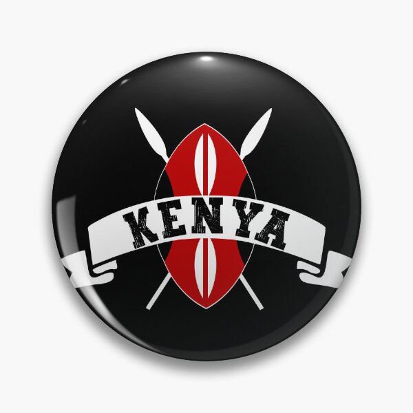 Item preview, Kenya Kenyan Flag Shield Design - Black designed and sold by PearlMoonGrapes.