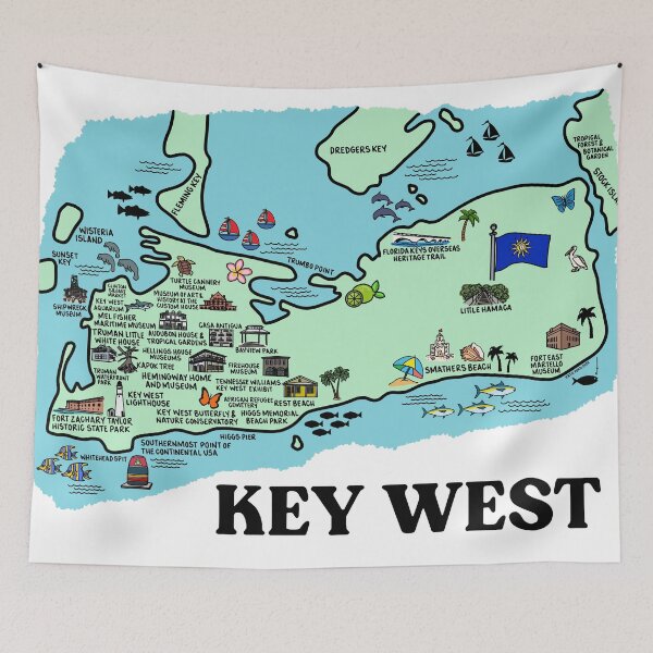 Item preview, Key West Map Art  designed and sold by fiberandgloss.