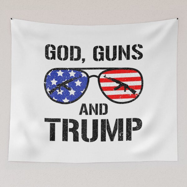 Item preview, God Guns Trump 2024 Presidential Elections Glasses USA Flag designed and sold by untriedcandidat.