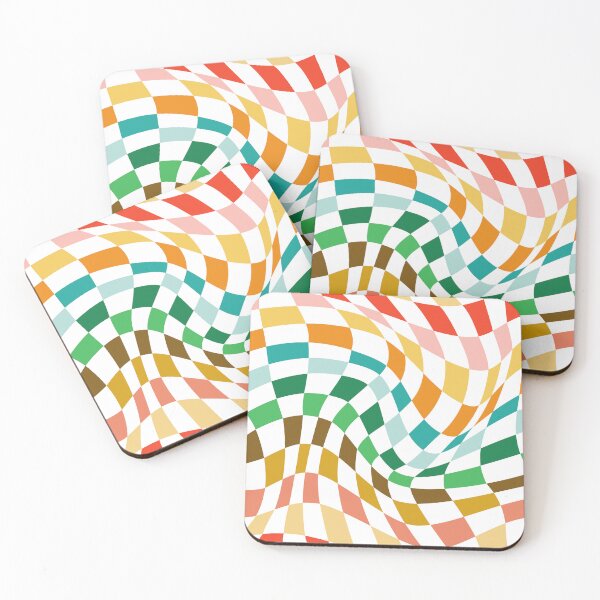Aperçu de l'œuvre Twist Checkers - Couleurs rétro vives créée et vendue par miavaldez.