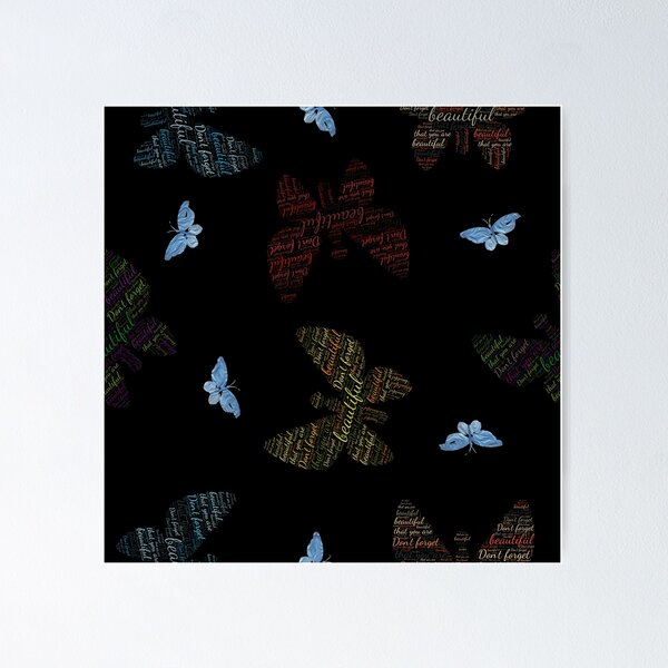Item preview, Inspirational Words in Butterflies Pattern on Black designed and sold by policaincreate.