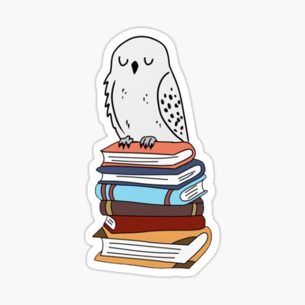 Owl on Books Sticker