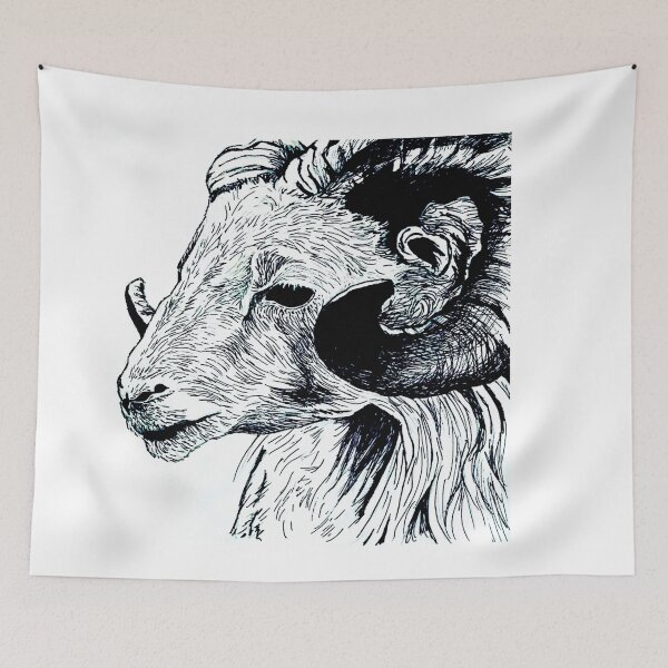 Item preview, Black and white ram designed and sold by Fawnandfurrow.