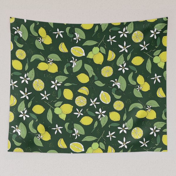 Item preview, lemons on dark green designed and sold by kobyakov.