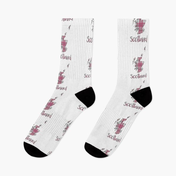 Item preview, Scotland Pink, White and Grey Tartan Map Typography Design designed and sold by MacPean.