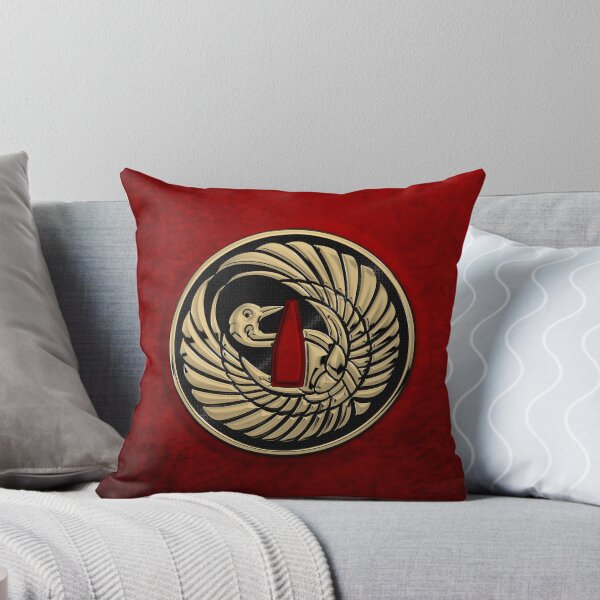 Item preview, Japanese Katana Tsuba - Golden Crane on Black Steel over Red Velvet designed and sold by Serge Averbukh Art Studio.