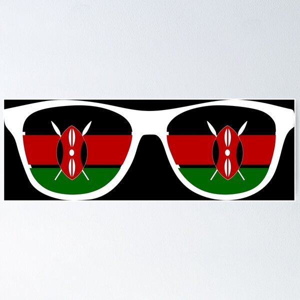 Item preview, Kenya Kenyan Flag on Sunglasses Design - Black designed and sold by PearlMoonGrapes.