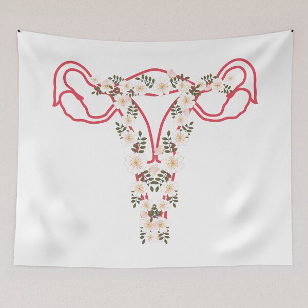 Item preview, Red Female Reproductive System With Florals designed and sold by SMillustrations.