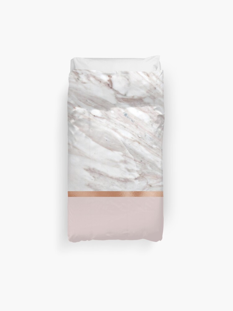 Calacatta Marble On Rose Gold Blush Duvet Cover By Marbleco