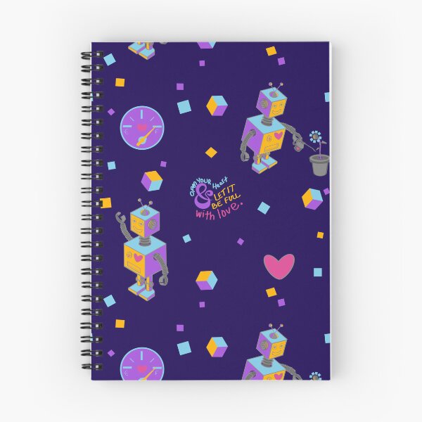 Item preview, Colorful Robots with a Heart Pattern - Very Dark Blue designed and sold by Boundliss.