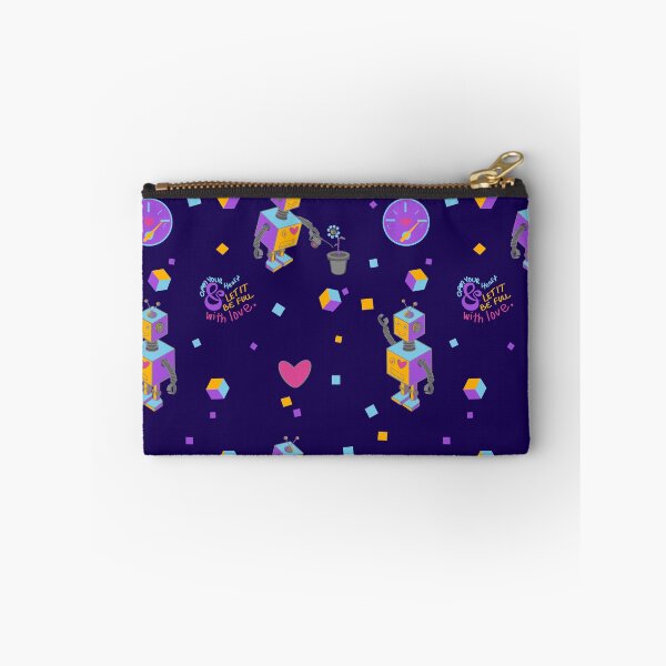 Item preview, Colorful Robots with a Heart Pattern - Very Dark Blue designed and sold by Boundliss.