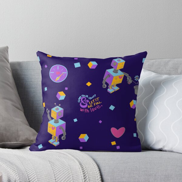 Aperçu de l'œuvre Robots colorés avec motif coeur - Bleu très foncé créée et vendue par Boundliss.
