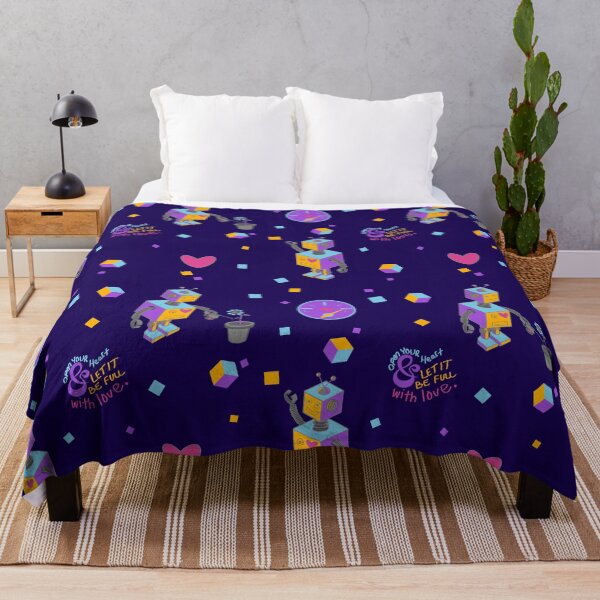 Item preview, Colorful Robots with a Heart Pattern - Very Dark Blue designed and sold by Boundliss.