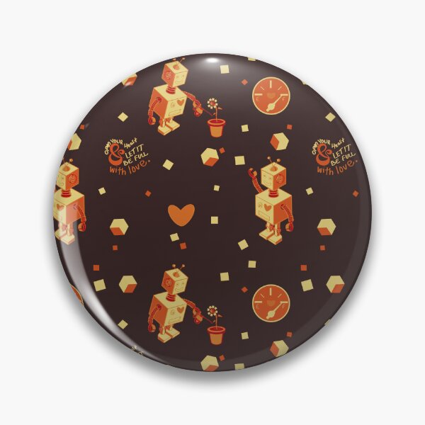 Aperçu de l'œuvre Robots colorés avec un motif de coeur - Orange foncé créée et vendue par Boundliss.
