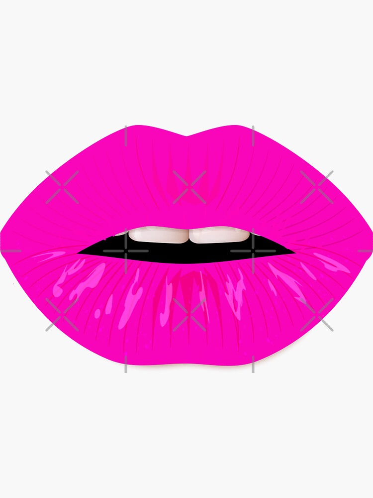"beautiful lips , pink ,glossy lips art " Sticker for Sale by
