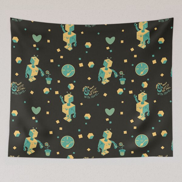 Item preview, Colorful Robots with a Heart Pattern - Pastel Green designed and sold by Boundliss.