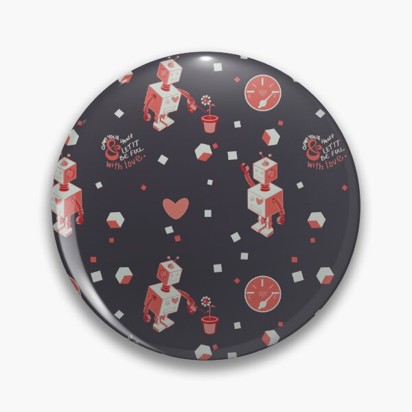 Item preview, Colorful Robots with a Heart Pattern - Coral and Charcoal designed and sold by Boundliss.