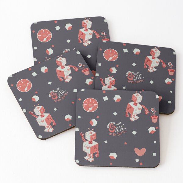 Aperçu de l'œuvre Robots colorés avec un motif de coeur - Corail et Charbon créée et vendue par Boundliss.